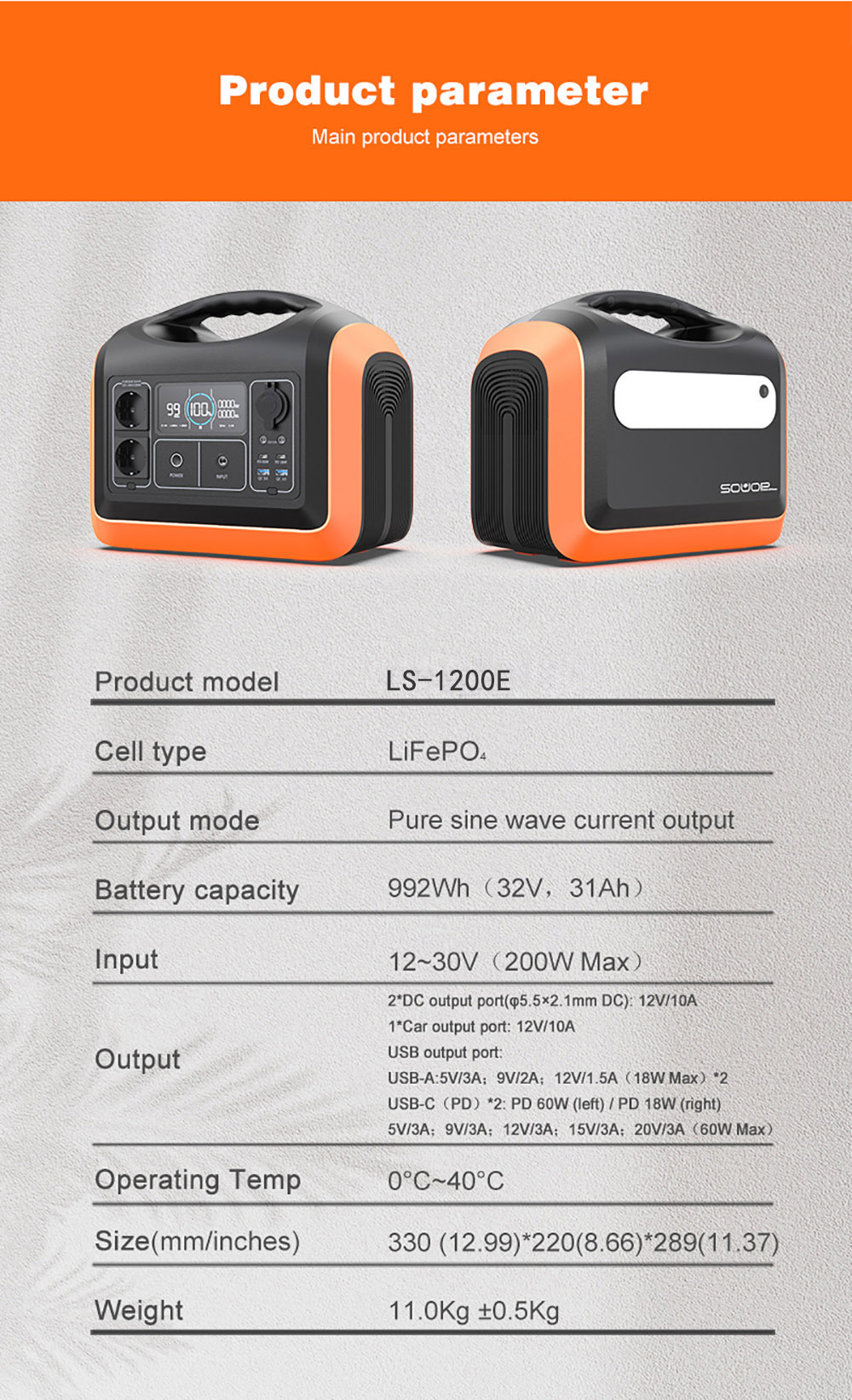 Portable Solar Power Station 1200W 220V