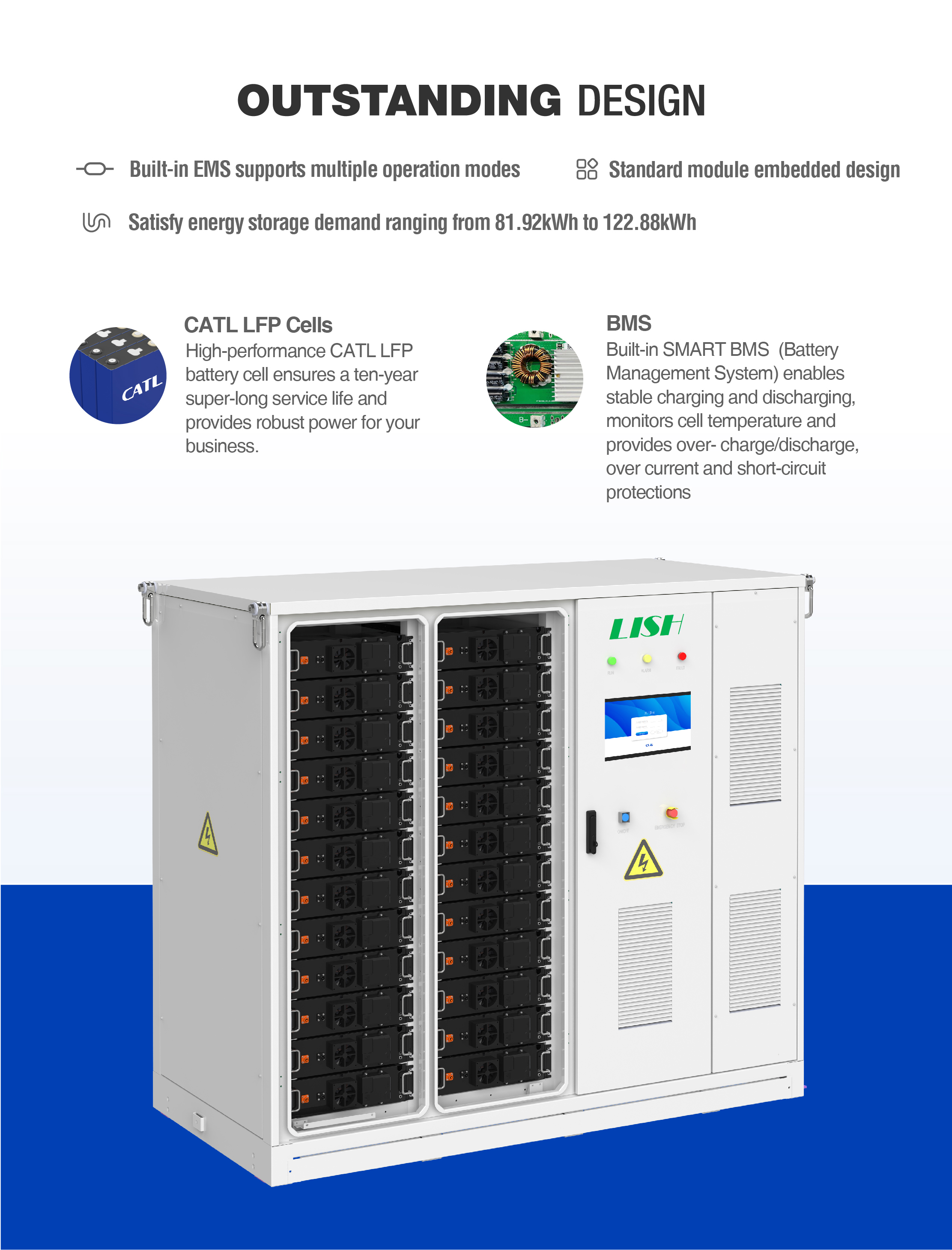  50kW 80kWh LiFePO4 Lithium Battery Storage Cabinet