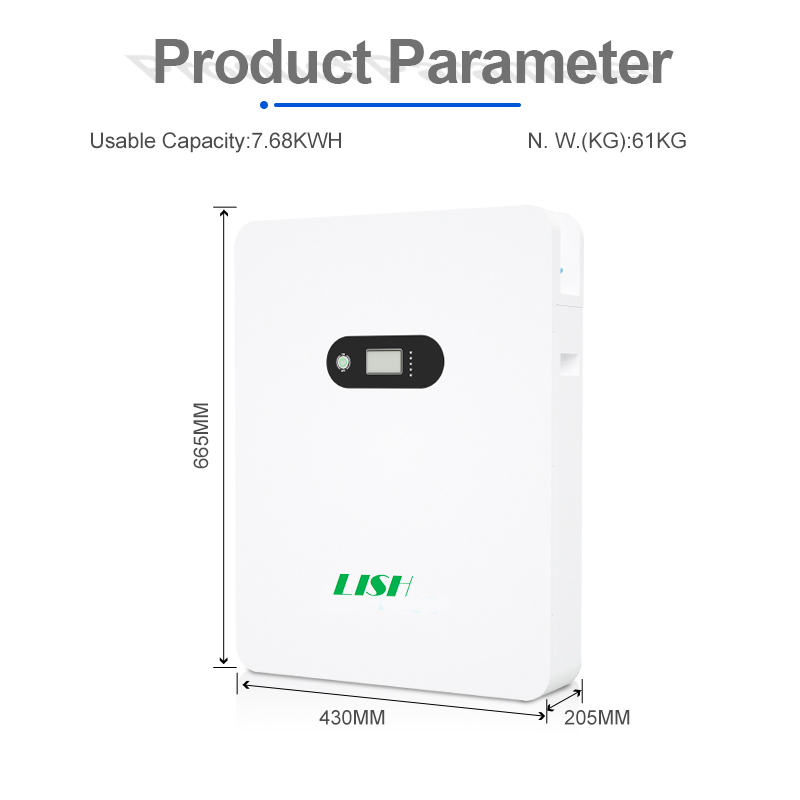  7.68KWh Wall Mounted Batteries for Household Energy Storage