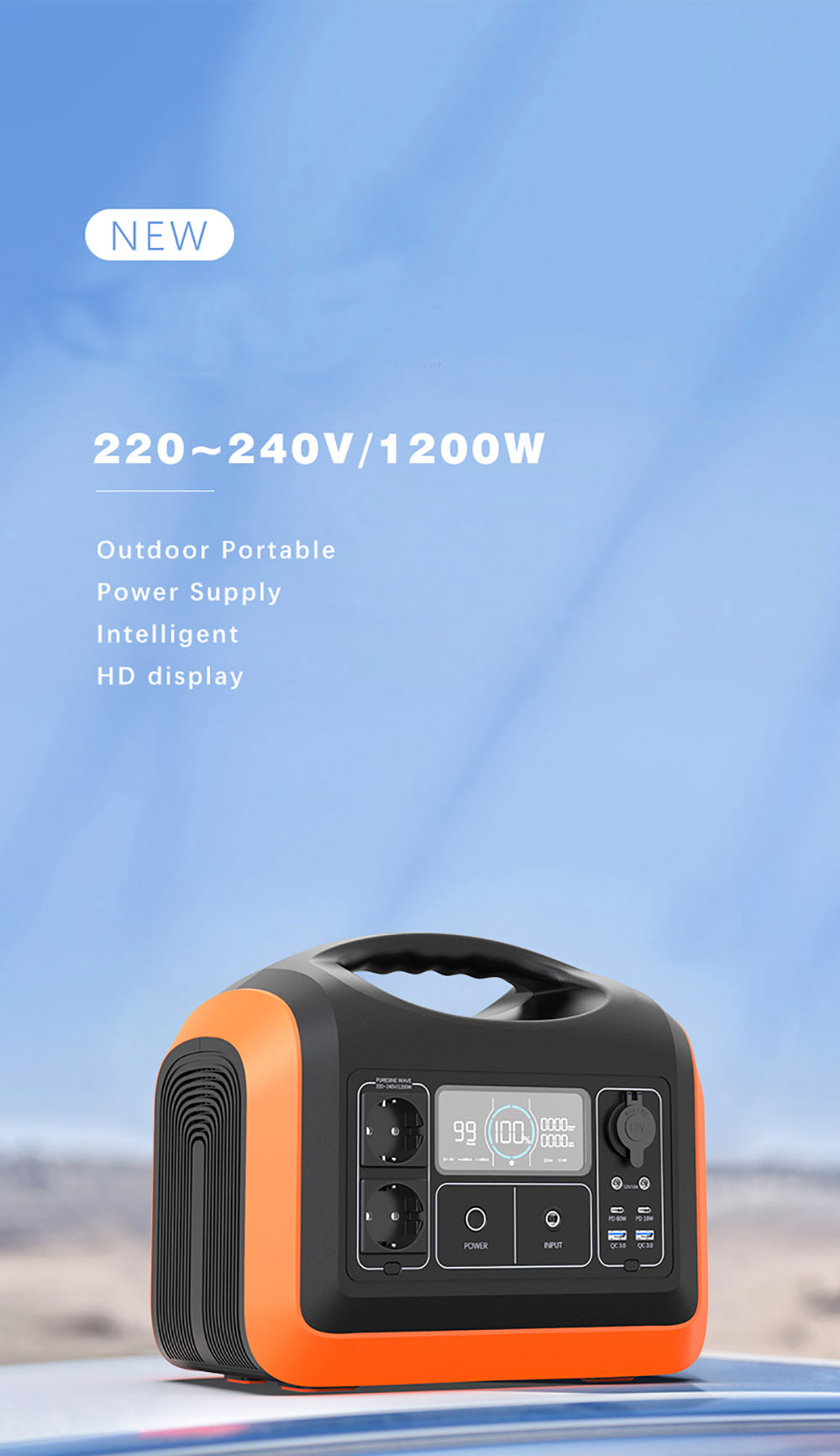 Portable Solar Power Station 1200W 220V