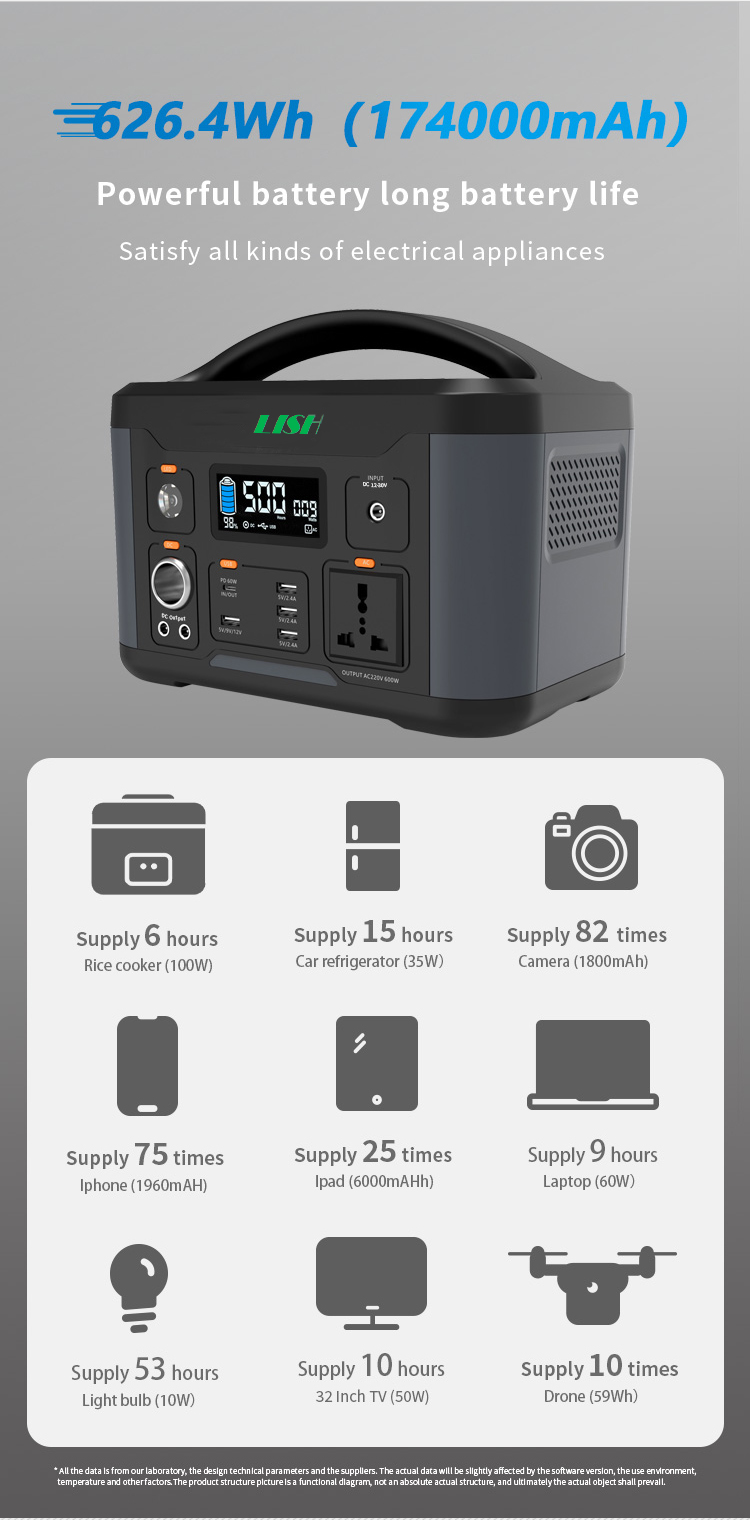 600WH Lithium Battery Portable Power Station